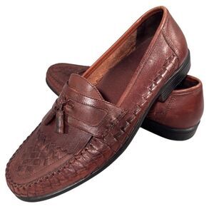 Nunn Bush Men's Tassel Loafers Brown Woven Moc Toe Slip-On Size 11.5M
